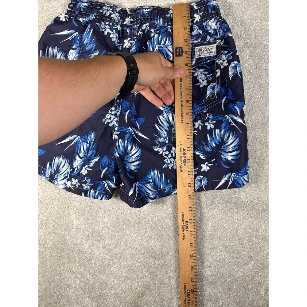 Vtg POLO RALPH LAUREN Swim Shorts Trunks Mens S Blue Hawaiian Floral Aloha‎ Pony